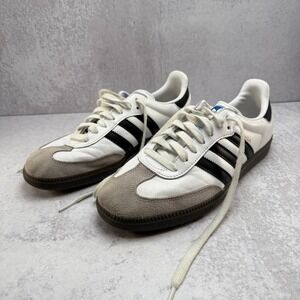 adidas Samba OG White Black Gray Gum Small Tongue Men's Leather Sneaker Sz 9